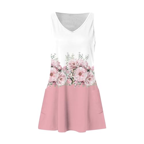 Womens 2024 Summer Dresses Sleeveless Beach Vacation Outfits A-Line Swing Casual Sundress with Pockets