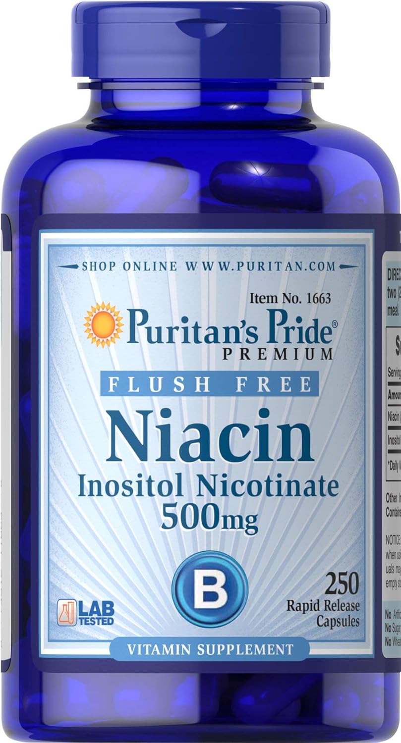 Puritan's Pride Flush Free Niacin 500 Mg, 250 Count