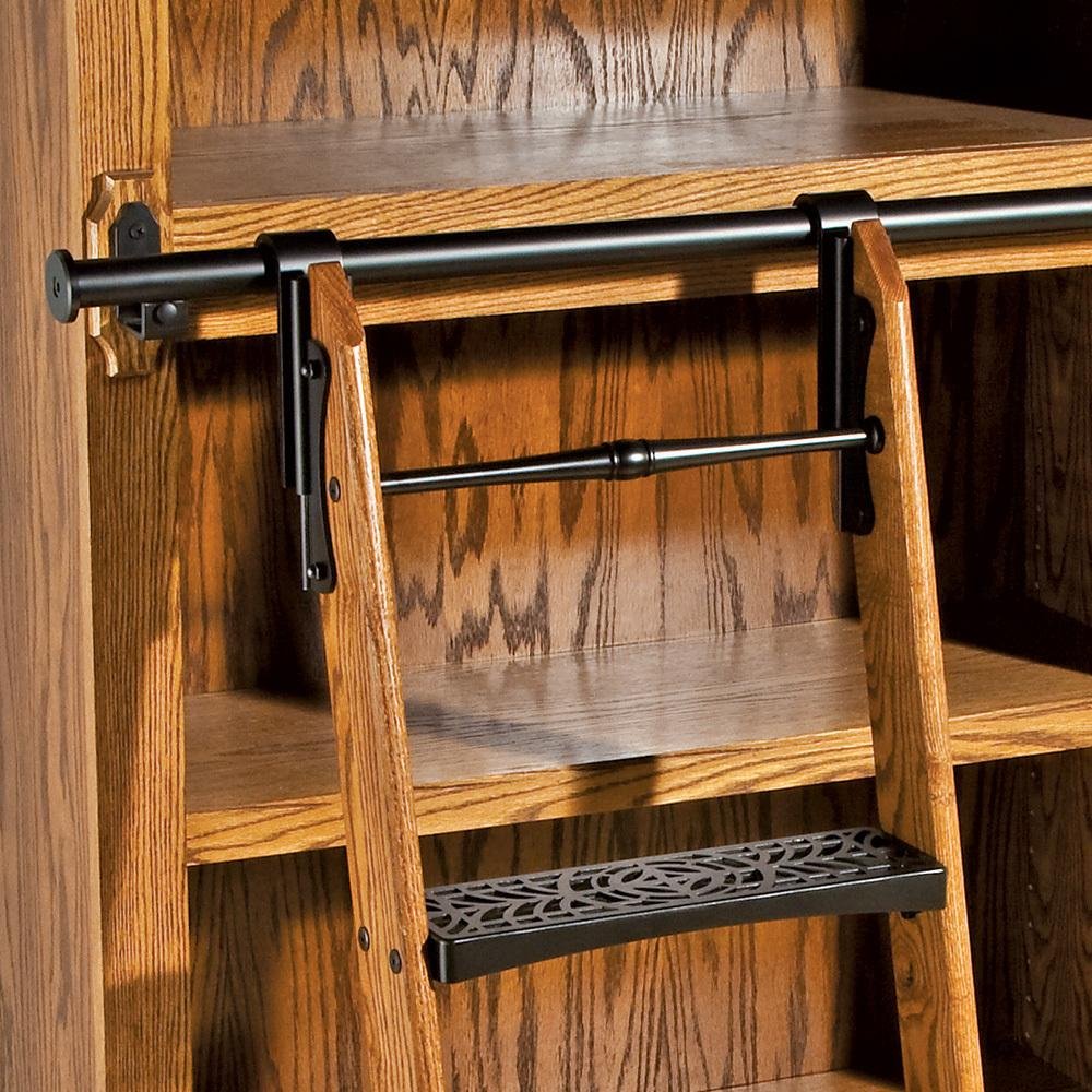 Rockler 8' Rolling Library Ladder Hardware Kit – Satin Black Finish Rolling Ladder Hardware Kit - Wooden Ladder Kit w/ Caster Assemblies, Metal Step Rods W/ Cap Nuts, Sliding Hook Assemblies & More