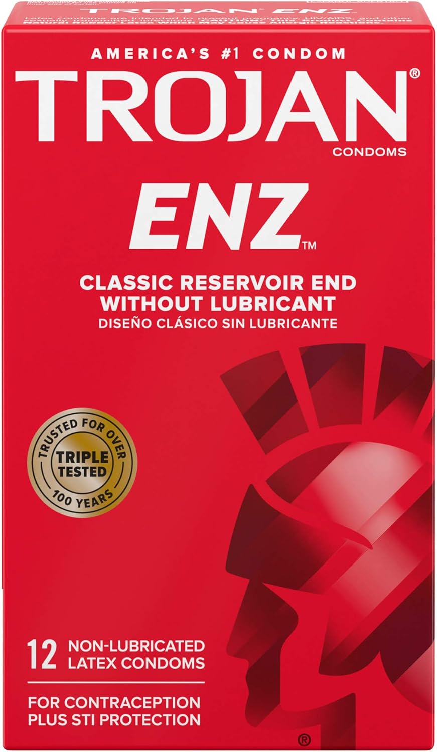 Trojan ENZ Natural Latex Non-Lubricated Condoms - 12 Count