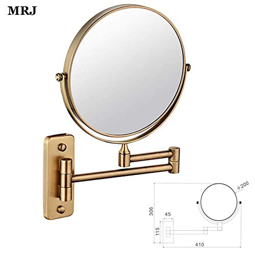 Bathroom Mirror Wall Mounted Makeup Mirror 8-inch Two-Sided 5X Magnification 360° Swivel Extending Folding Bathroom Shaving Cosmetic Make Up Mirror