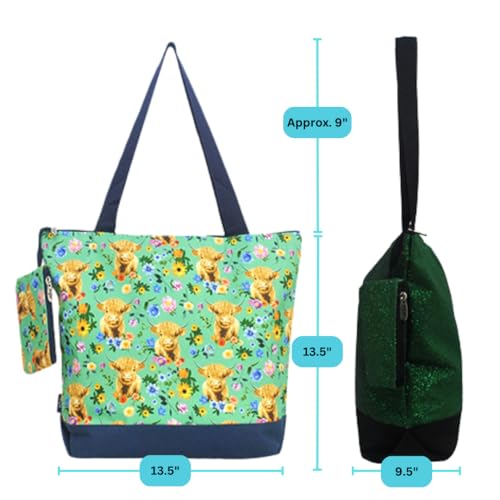 NGIL Medium Top Zipper Closure Canvas Tote Bag with Attached Matching Coin Purse For Moms and Nurses