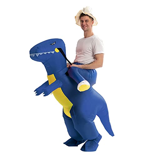 IRETG Inflatable Dinosaur Costume for Adult Halloween Funny Blow-Up Riding Dinosaur Costume for Dress Up Party