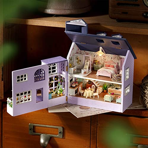 Flever Dollhouse Miniature DIY House Kit Creative Room with Furniture for Romantic Valentine's Gift (Warm House)