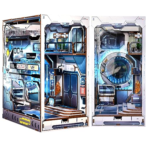 Spilay DIY Dollhouse Miniature Book Nook Assemble Kit,3D Wooden Puzzle Bookshelf Insert Decor with Sensor Light,Bookends Model Build-Creativity Kit for Adults Women Birthday Gift (Island of Love)