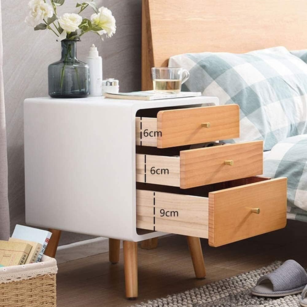 Generic Bedside Table for Bedroom Nightstand Modern Fashion Side End Table W/3 Drawers for Bedroom Living Storage Home Furniture for Home Office