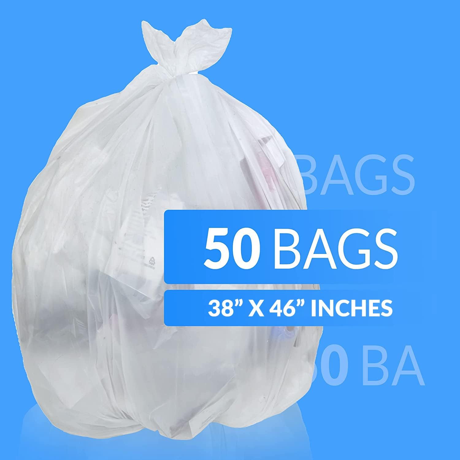 Reli. SuperValue 40-45 Gallon Trash Bags | 50 Count | Made in USA | Heavy Duty | Clear Multi-Use Garbage Bags