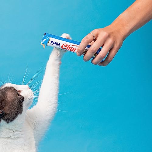 INABA Churu Cat Treats, Grain-Free, Lickable, Squeezable Creamy Purée Cat Treat/Topper with Vitamin E & Taurine, 0.5 Ounces Each Tube, 40 Tubes, Tuna Variety Box
