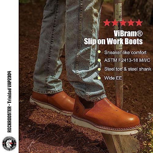 ROCKROOSTER Trinidad Steel Toe Chelsea Boots Men, 6