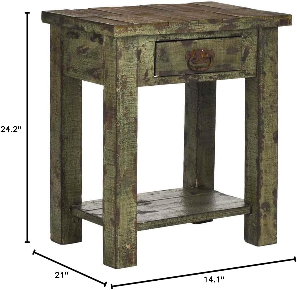 Safavieh American Homes Collection Alfred Antique End Table, Antique Green