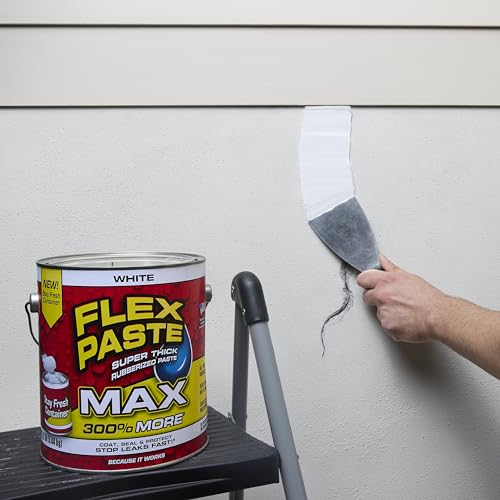 Flex Paste MAX, 12 lb Can, Black, Waterproof Paintable Putty, Spackle Sealant, Fill Gaps Cracks Holes - Block Out Water and Air - UV Resistant - Walls, Drywall, EPDM, Concrete, Roof, RV Repairs