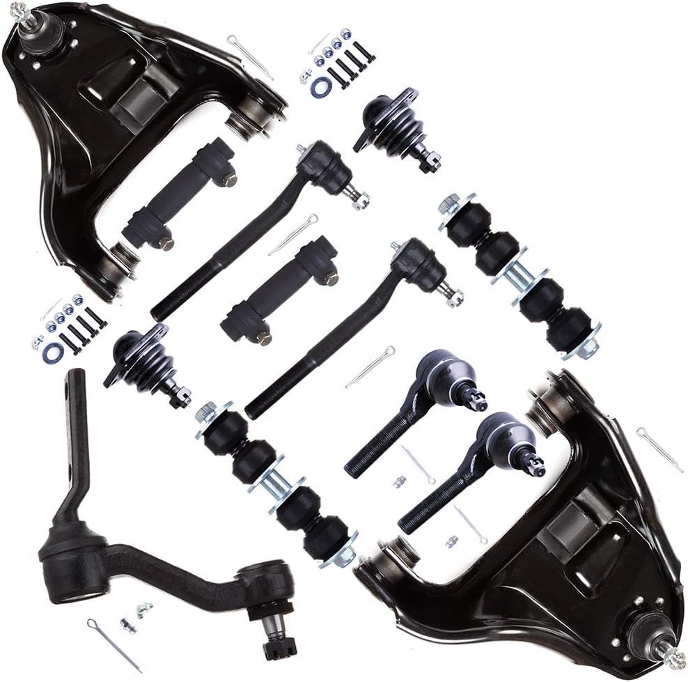SCITOO 13pcs Suspension Kit 2 Front Upper Control Arm And Ball Joint 2 Lower Ball Joint 1 Idler Arm 2 Sway Bar 2 Inner 2 Outer Tie Rod End 2 Adjusting Sleeve fit for Chevy Blazer S10 for GMC for Isuzu