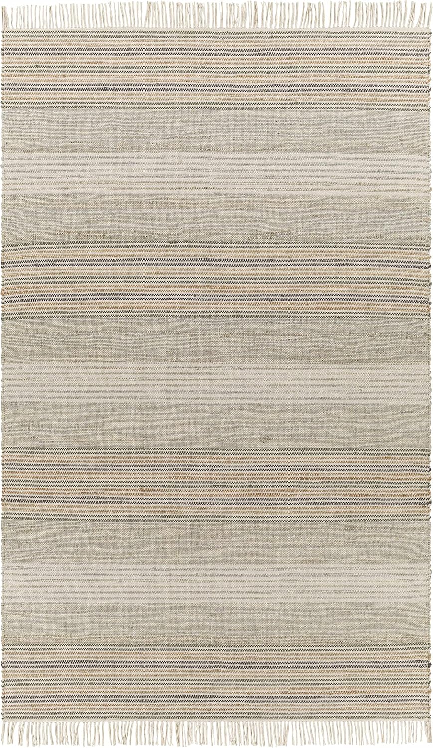Hauteloom Calinog Jute Living Room, Bedroom Area Rug - Cottage - Gray, Green - 2' x 3'