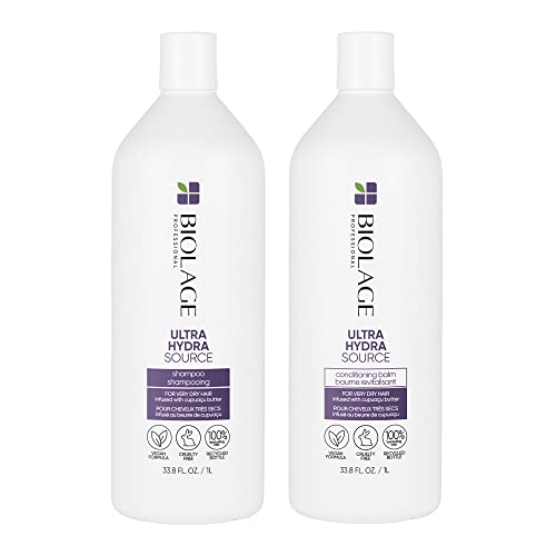 Biolage Ultra Hydra Source Shampoo & Conditioner Set | Anti-Frizz | Renews Hair's Moisture | Deep Conditioner | For Very Dry Hair | Silicone-Free | Vegan