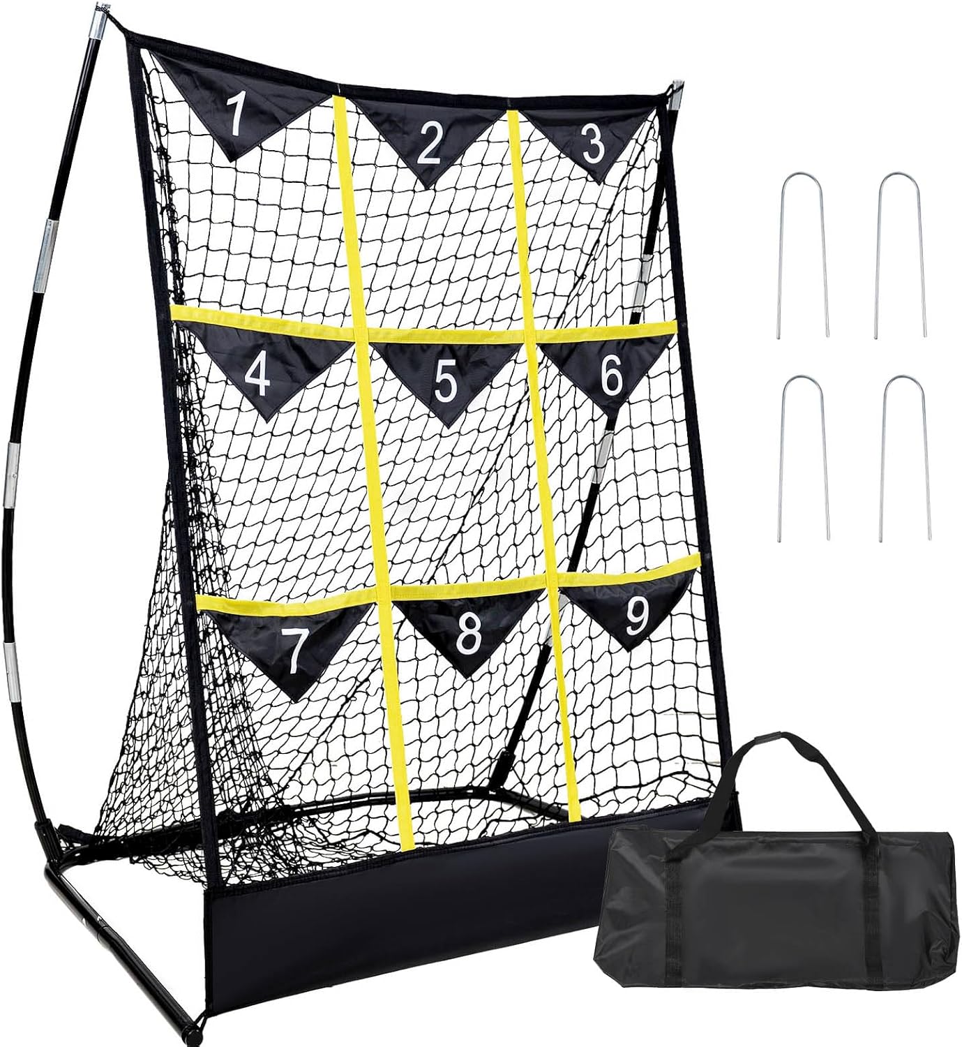 Pitching Net,Baseball Pitching Net with Strike Zone,Pitching Net Baseball Training Equipment with 9 Targets for Hitting and Pitching Practice,Softball Pitching Net with Carry Bag
