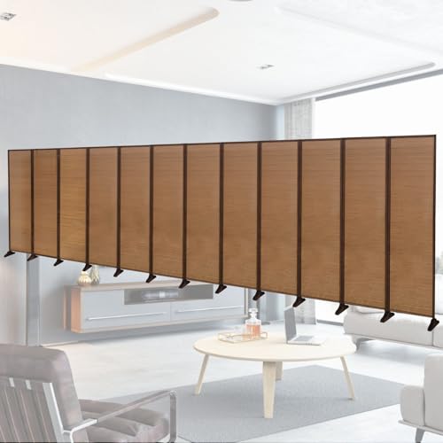 Foldable Room Divider Screen 4 Panel 5 6 7 8 10 11 12 Panels, Farmhouse Privacy Screen Room Separator & Japanese Asian Style Floor Small Space Partitions Wide 5 6 8 10 12 13 Feet 14 Ft(7 Panels,H 170c