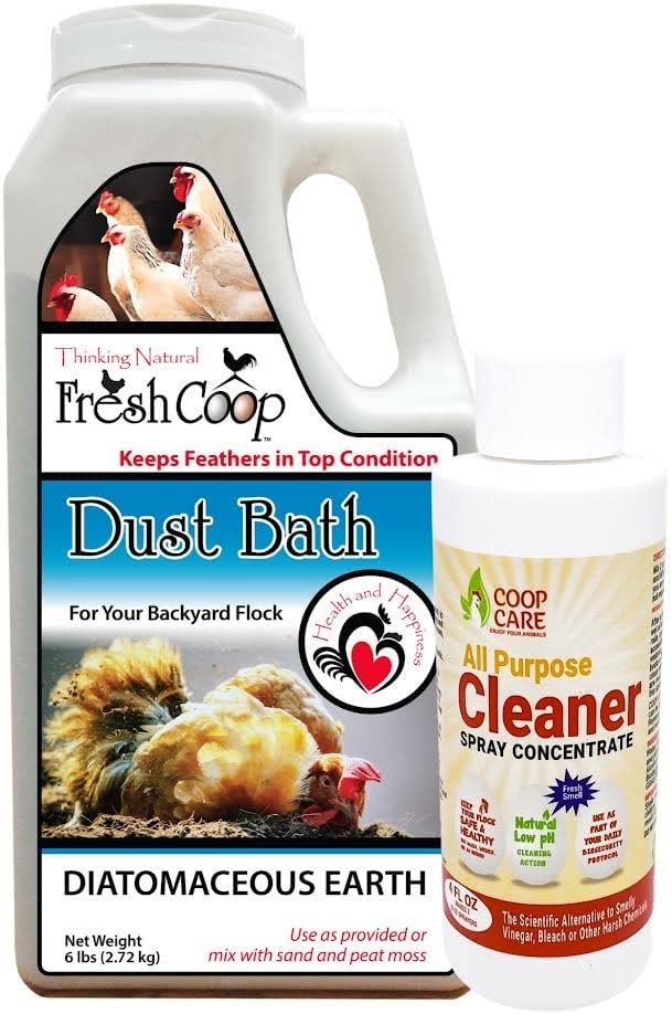 Absorbent Chicken Dust Bath Mix for Backyard Chickens and Pets | 6 lb Container with Shaker Lid Coop Cleaner