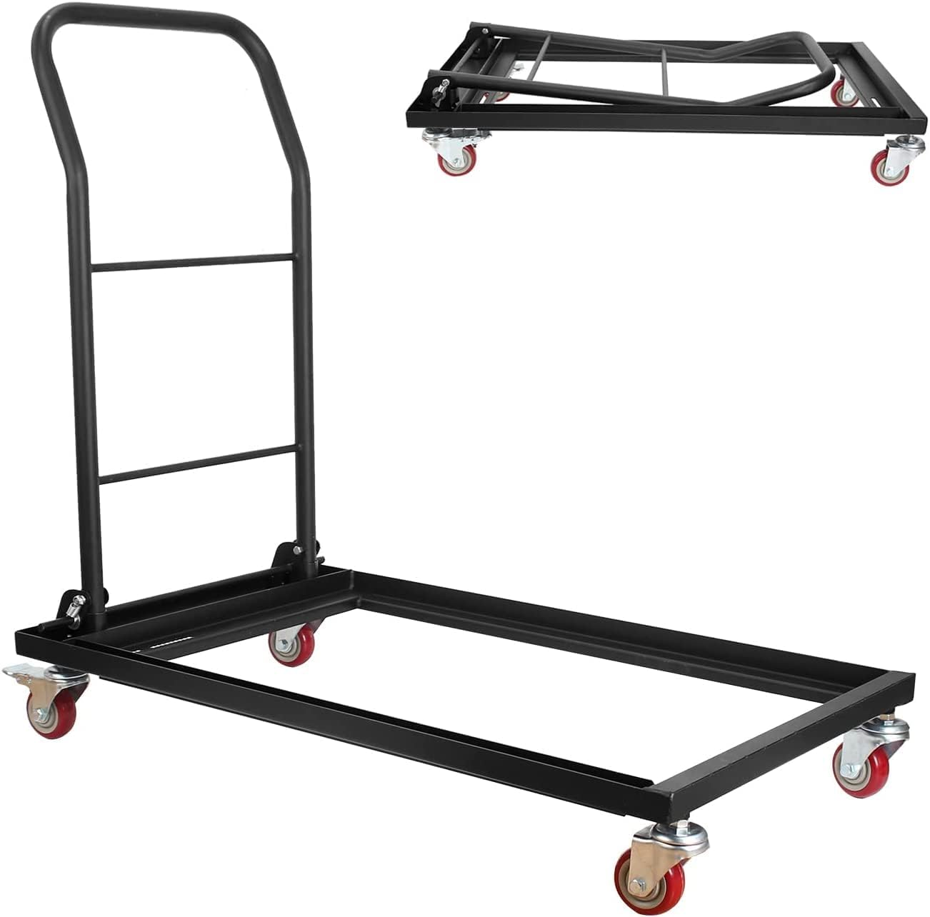 Black Folding Chair Dolly-Multi-Function Folding Chairs Rack-Commercial Grade Steel Frame Storage and Transport Dolly for Plastic Resin and Wood Folding Chairs