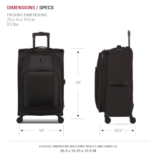 SwissGear Sion II Softside Expandable Luggage with Spinner Wheels, Black, 3-Piece Set (20/24/28)