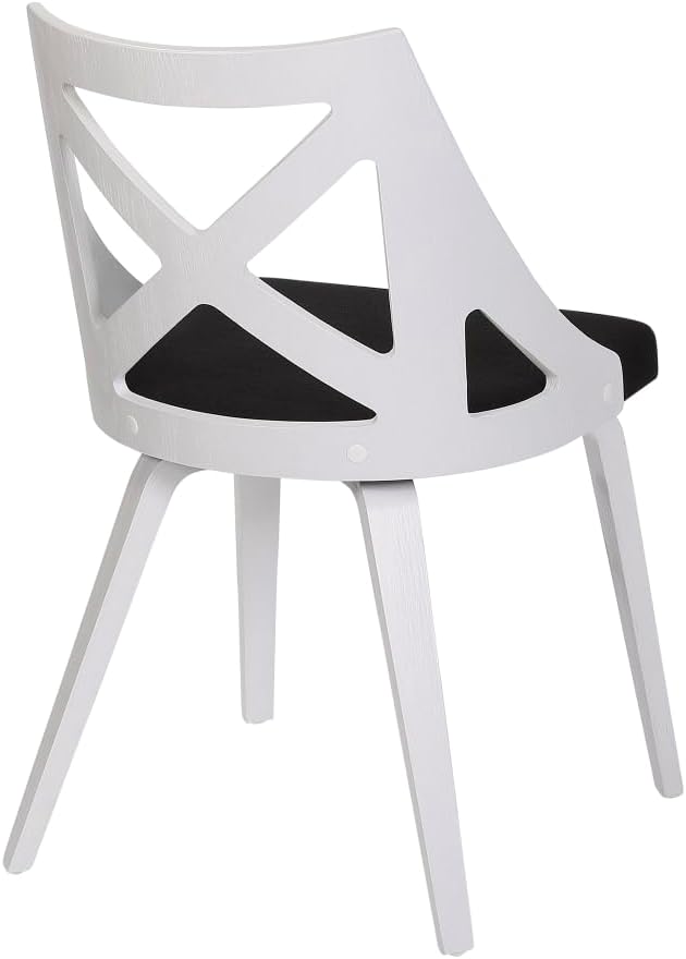 Farmhouse Chair in White Textured Wood and Fabric Set of 2 Foam Grey B116135623