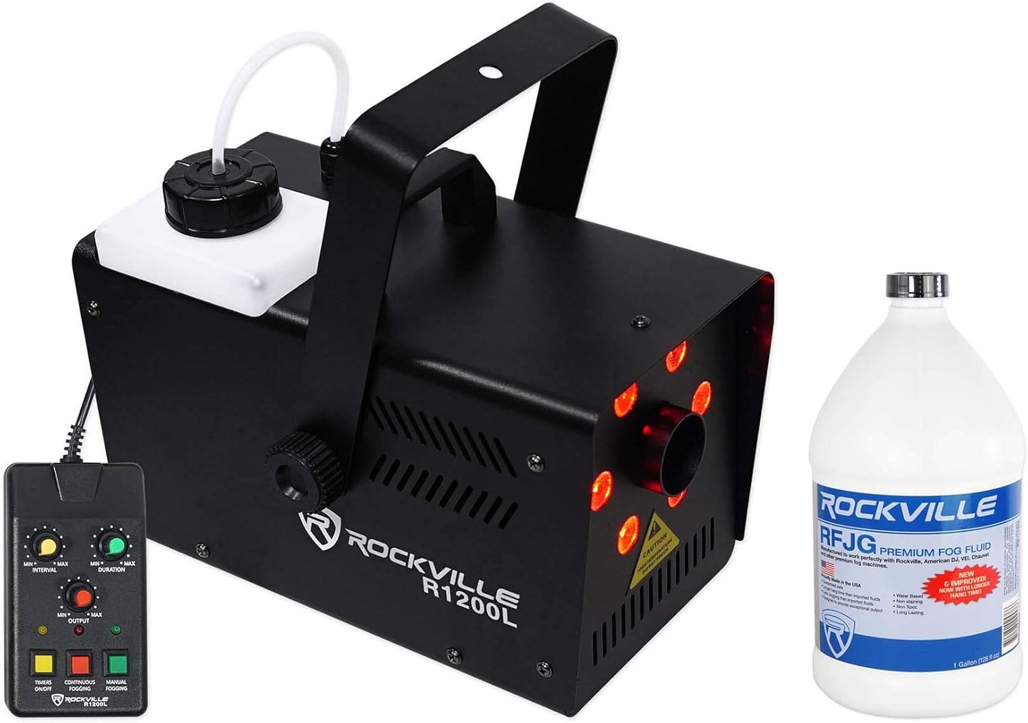 Rockville R1200L Fog/Smoke Machine w LED's, 7 Channel DMX+2 Remotes+Gallon Fluid