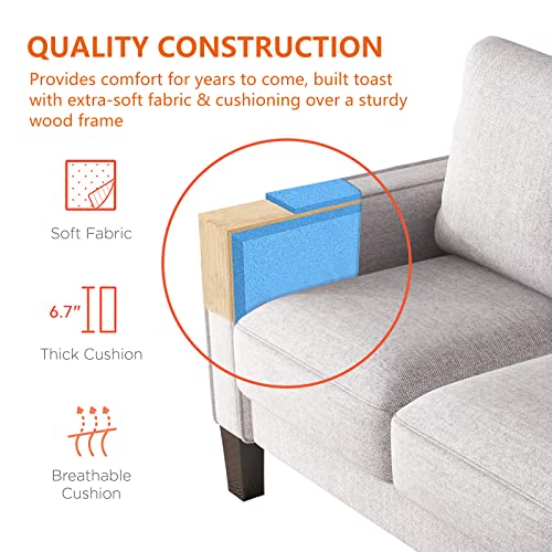 HomSof Modern Upholstered Loveseat Sofa with Square Arms