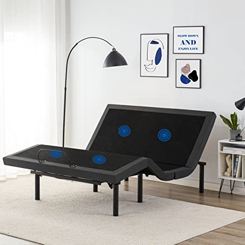 Adjustable Bed Base Frame with 17 Control Functions, Bluetooth App, Dual Massage, Dual USB Ports, Head/Foot Incline,Zero Gravity, Under Bed Lights (Queen)