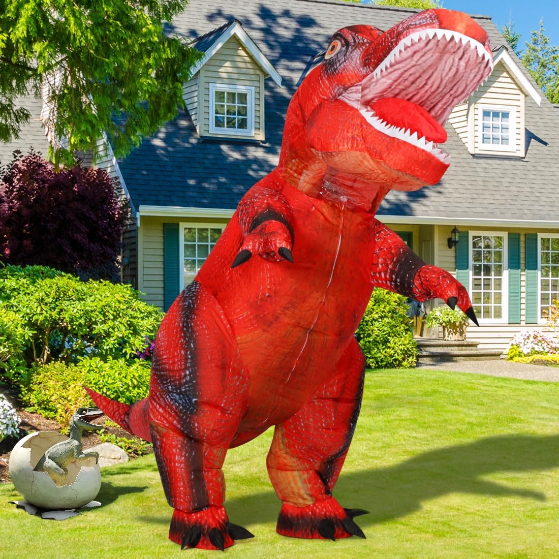 GOOSH Inflatable Dinosaur Costume Adult Halloween Blow up Costumes for Women Men Funny T Rex Air Costume for Party Cosplay