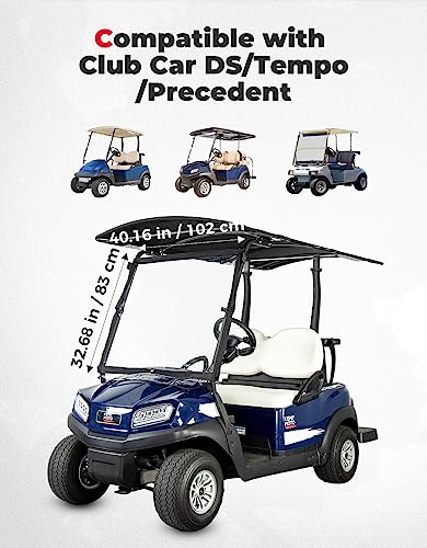 KEMIMOTO Foldable Golf Cart Windshield Compatible with Club Car DS, Tempo, Precedent, Portable Lightweight PVC Golf Cart Windshield