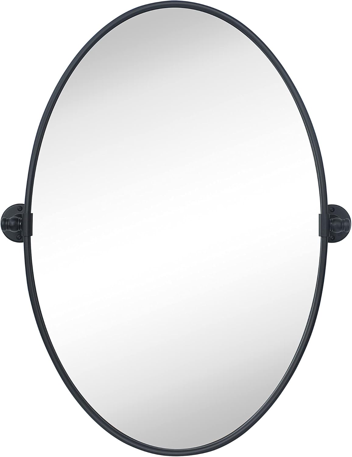 TEHOME Farmhouse Black Oval Metal Pivot Bathroom Vanity Mirror Tilting Beveled Vanity Mirrors for Wall 20x30''