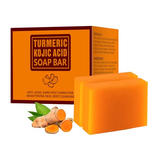 Koji Acid Soap for Dark Spots, Turmeric Soap for Face and Body, Kojic Acid Soap Skin Brightening Tumeric Soap for Acne Dark Spots Hand Soap Bar Acne Face Bar Deep Cleansing Face Wash 200g/7OZ