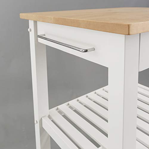 American Trails Sunrise American Kitchen Island, Natural Maple Top, White Base (New)