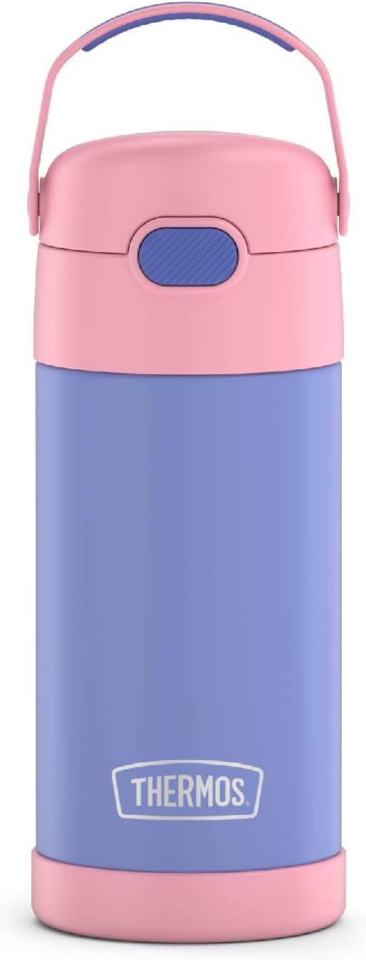THERMOS FUNTAINER 12 Ounce Kids Insulated Water Bottles with Straw, Blue/Green and Purple/Pink