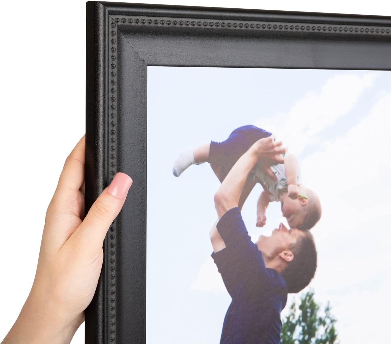 ArtToFrames 22x38 Inch Black Picture Frame, This 2.00 Inch Custom Wood Poster Frame is Matte Black with Beads, Great for Your Art or Photos - Comes with Economy Acrylic