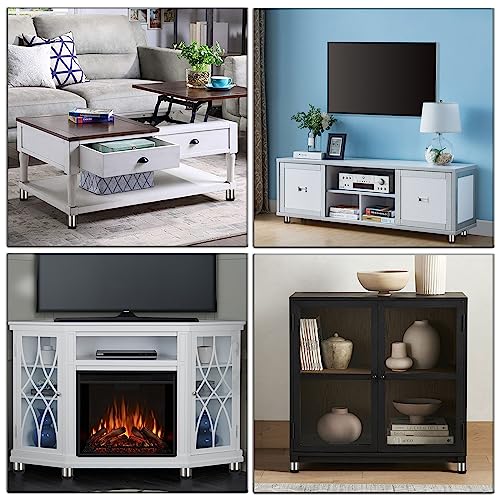 OwnMy 4PCS 4 Inch Stainless Steel Furniture Legs Furniture Feet Risers Small Metal Desk Leg Sofa Legs, Adjustable Silver Metal Furniture Replacement Legs Round Cabinet Legs Chair Table Leg Extenders