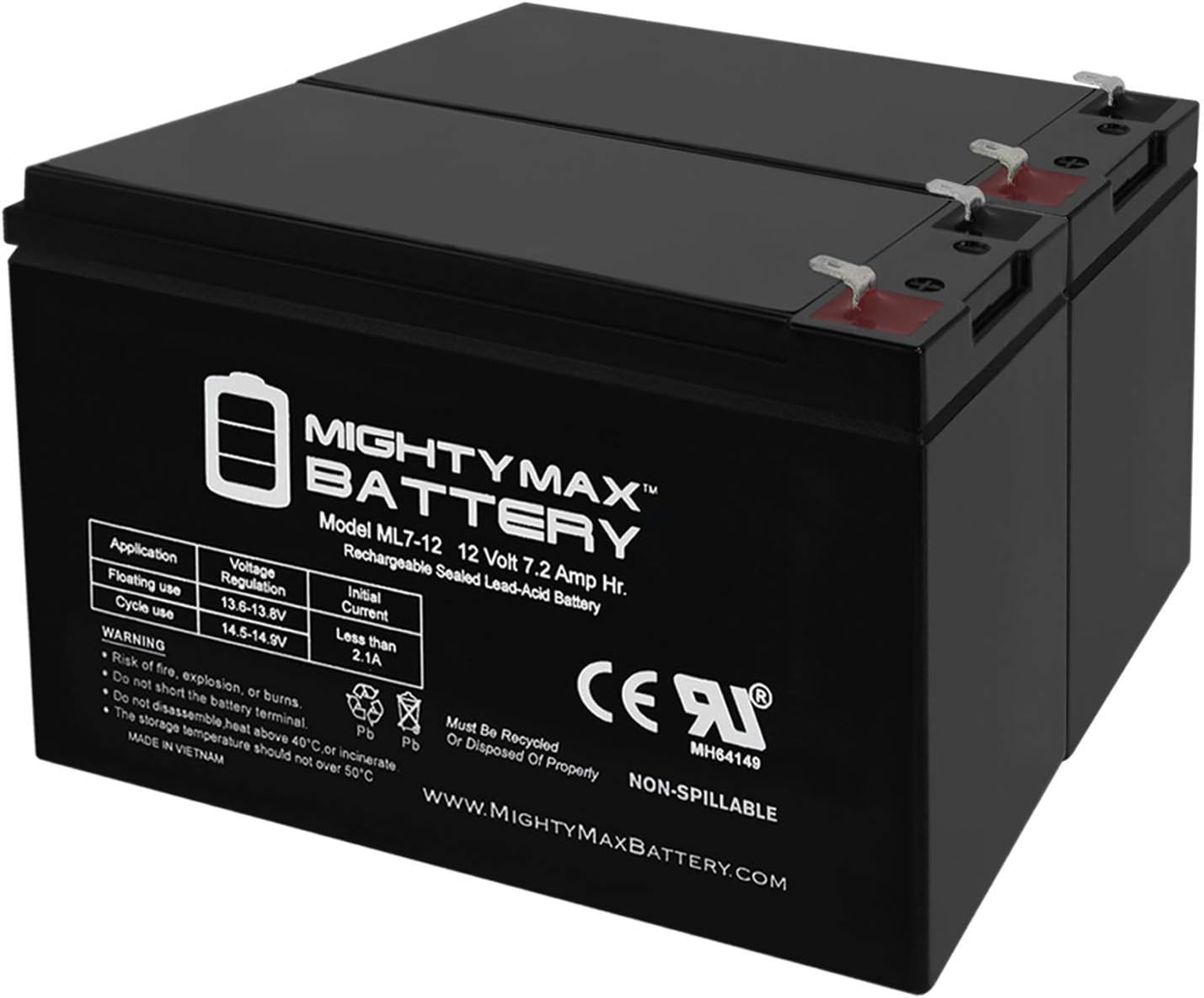 Mighty Max Battery 12V 7Ah Battery Replacement for APC Back-UPSRS/XS, BR24BP - 2 Pack