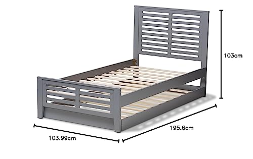 Baxton Studio Anglesy Modern Classic Bed with trundle, Twin, Grey