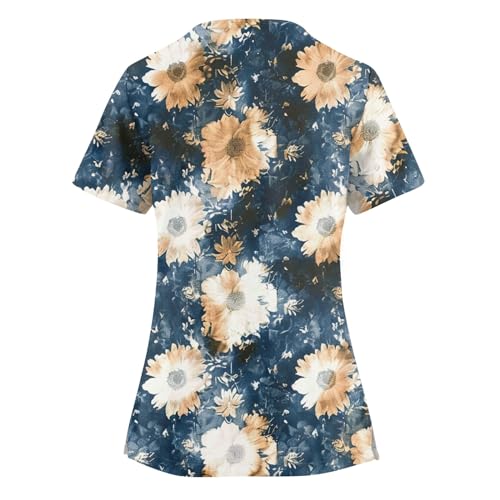 Cute Tops for Women 2024 Funny Fashion Print V Ncek Hoilday Top Durable Moisture Wicking Nursing Uniforms