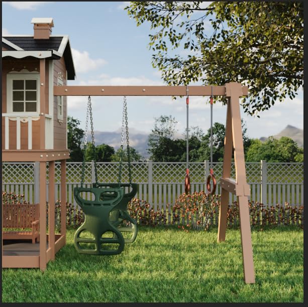 Milliard Glider Swing for Swingset, Swing Set Accessories, Back-to-Back Glider for Two Kids, Attachment Options Included (Green)