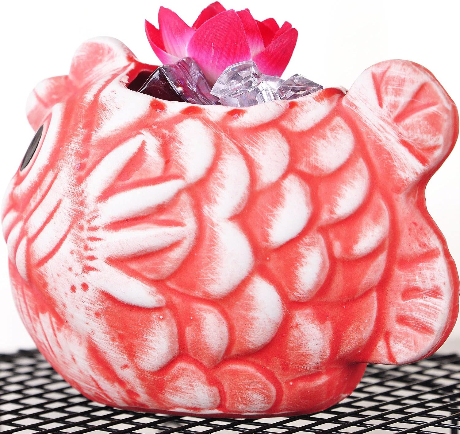 WHJY Creative Cocktail TIKI Mug Bar-Tiki Glass Hawaii Wine Red Light Fish Ceramic Cup Mug