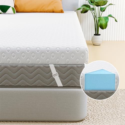 3 Inches Queen Mattress Topper, 7-Zone Egg Crate Foam Mattress Topper Queen Size for Back Pain, Lavender Cooling Gel Infused Mattress Pad for Comfort Sleeep