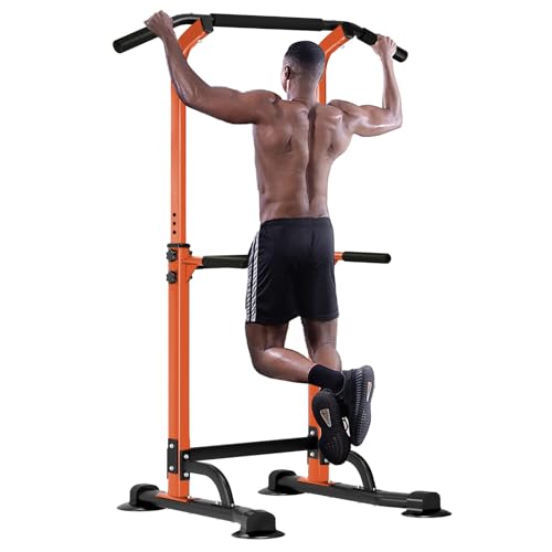 SogesHome Power Tower Pull Up Bar and Dip Station Adjustable Height Dip Stand Multi-Functional Strength Training Fitness Workout Station