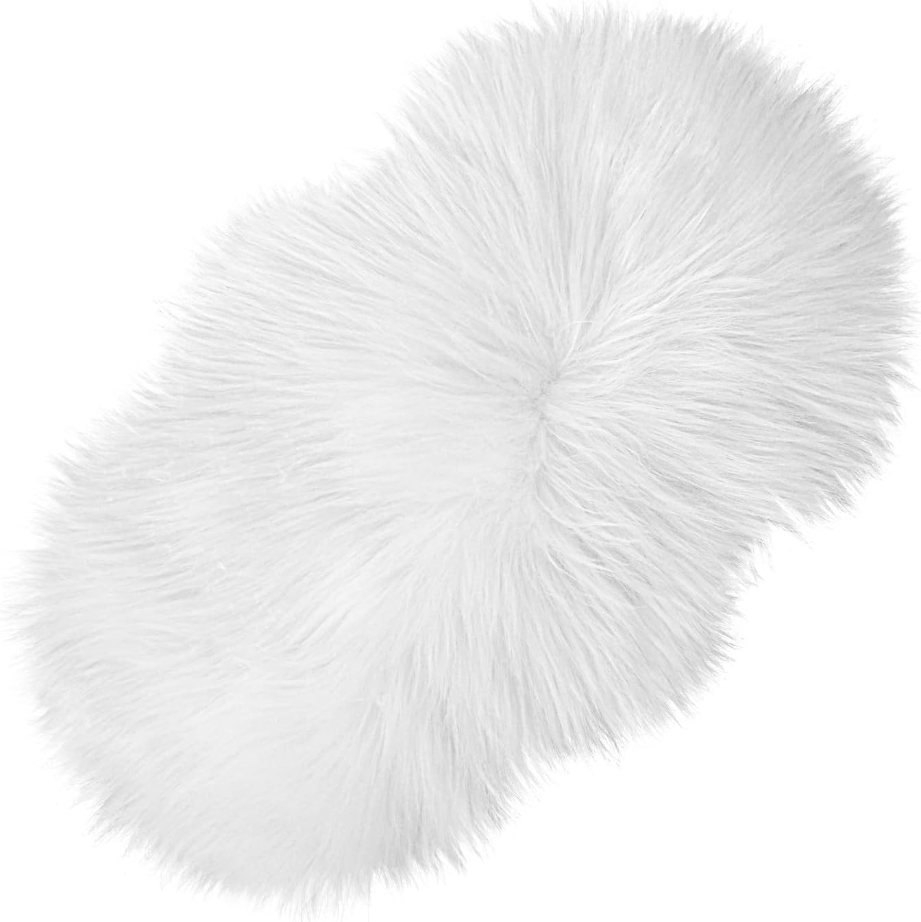 Mini Faux Fur Rug 20 Inches Irregular Area Rug Cushion Fluffy Chair Cover Seat Pad Ultra Soft Art Nail Mat Christmas Decoration for Living Room Sofa Bedroom Floor