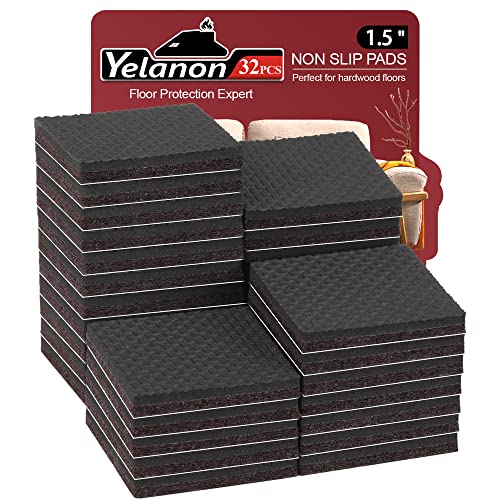 Yelanon Non Slip and Felt Furniture Pads -(1+2+3)” Self Adhesive Furniture Pads Grippers Rubber Furniture Feet, Cuttable Chair Pads, Felt and Anti Slide Pads Protector Hardwood Floor, Couch Stoppers