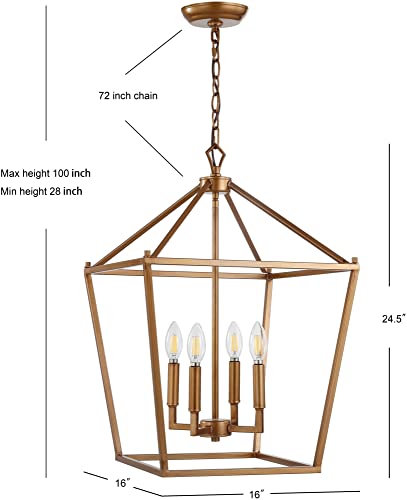 JONATHAN Y JYL7436A Pagoda Lantern Dimmable Adjustable Metal LED Pendant Classic Traditional Farmhouse Dining Room Living Room Kitchen Foyer Bedroom Hallway, 12 in, Oil Rubbed Bronze