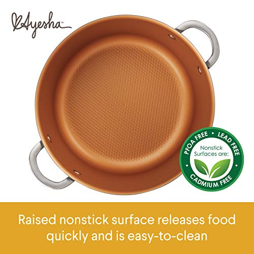 Ayesha Curry Home Collection Hard Anodized Nonstick Sauce Pan/Saucepan with Lid, 4.5 Quart, Charcoal Gray