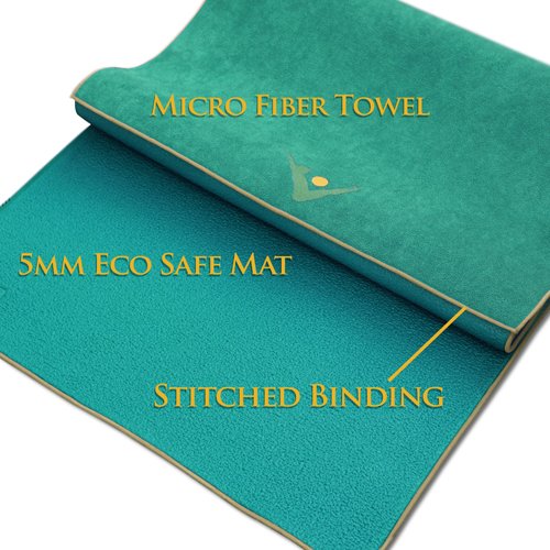 Synergy 2in1 Hot Yoga Mat with integrated Non Slip Microfiber Towel. No Slipping No Bunching/Odor Patent Protected, Machine Washable
