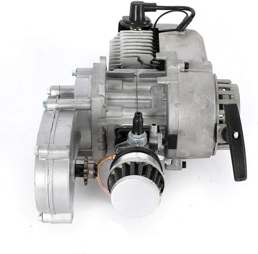 TFCFL 49CC 2 Stroke Pull Start Engine Motor with Automatic Transmission Aluminum for Air Cooled Mini Pocket Bike Scooter Dirt Bikes ATV Quad Motorized Bicycl