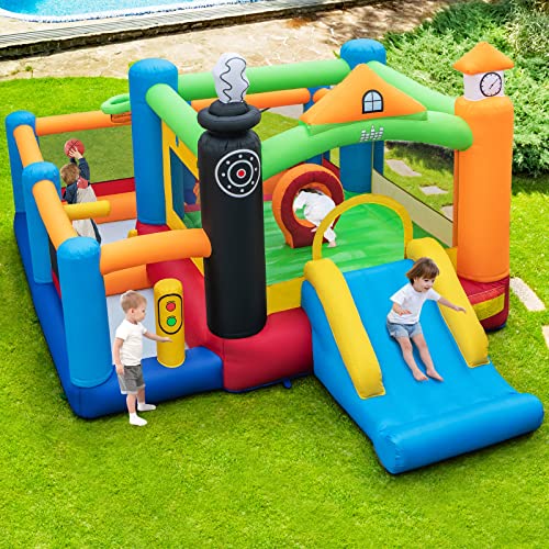 BOUNTECH Inflatable Bounce House, Large Bouncy House for Kids Indoor Outdoor w/3 Ball Pits, Durable Sewn and Extra Thick, 186x144x96 in Toddler Jumper Bounce House with Blower for Birthday Party Gifts
