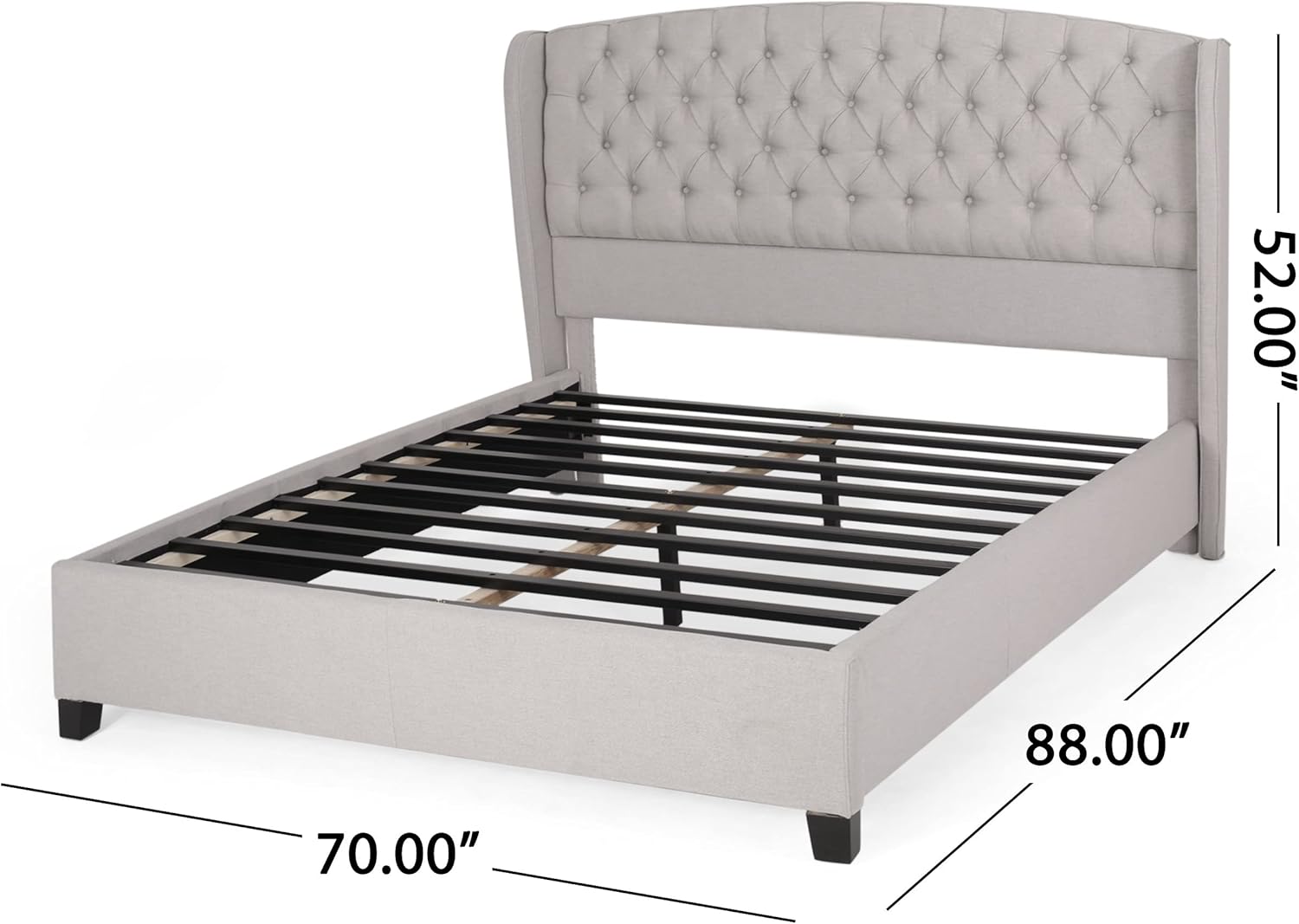 Christopher Knight Home Costello Fully Upholstered Fabric Bed Set, Queen, Light Grey